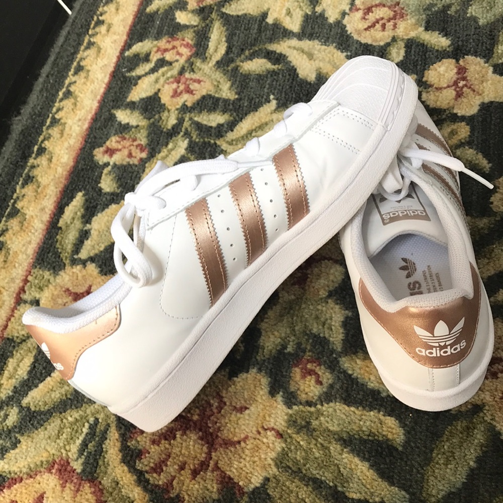 Rose gold adidas sneakers. Worn once.💖